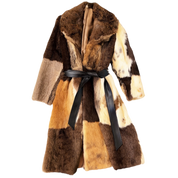 Long Patchwork Rabbit Fur Coat (M)