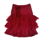 Deep Red Tiered Silk Skirt (S)