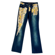 Early 2000s Gold Embellished Jeans (XS/S)