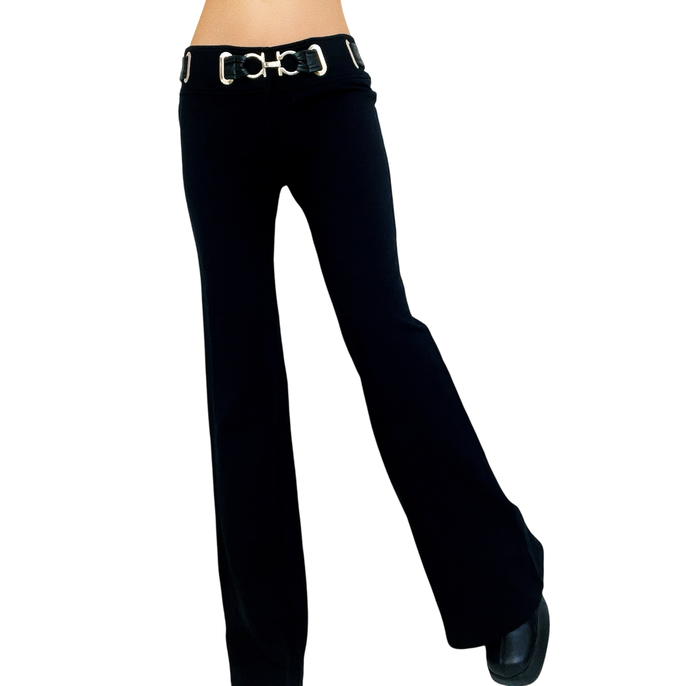 Caché Black Belted Flare Pants (S)