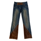 Vintage Faux Suede Detail Jeans (S)