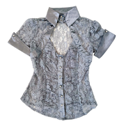 Lacy Gray Cutout Blouse (S)