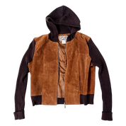 Vintage Suede & Knit Hoodie (M)