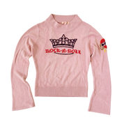 Early 2000s Pink Embroidered Sweater (S)