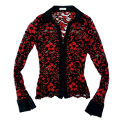 Caché Lacy Double Zip Blouse (S/M)