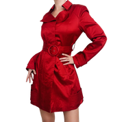 Bebe Cherry Red Satin Trench (S)