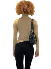 Y2K Graphic Print Punk Motif Turtleneck Knit (S)