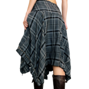 Grungy French Plaid Midi Skirt (S)