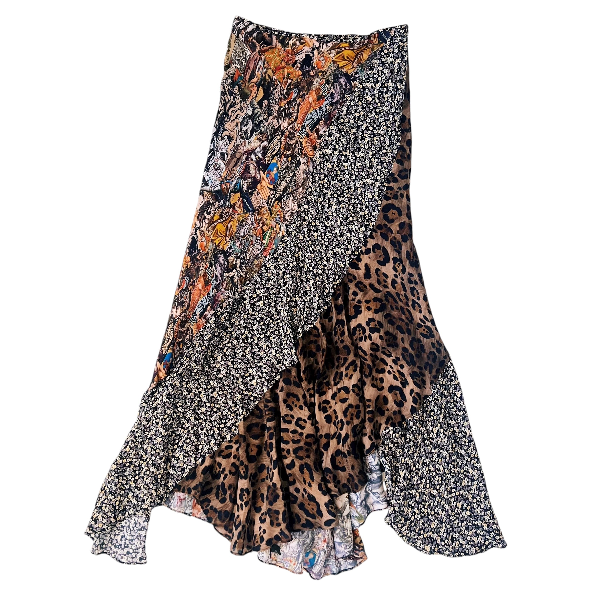Silk Mixed Print Skirt (XS)