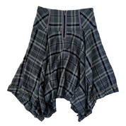 Grungy French Plaid Midi Skirt (S)