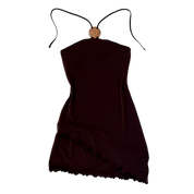 Chocolate Brown Mini Halter Dress (XS)
