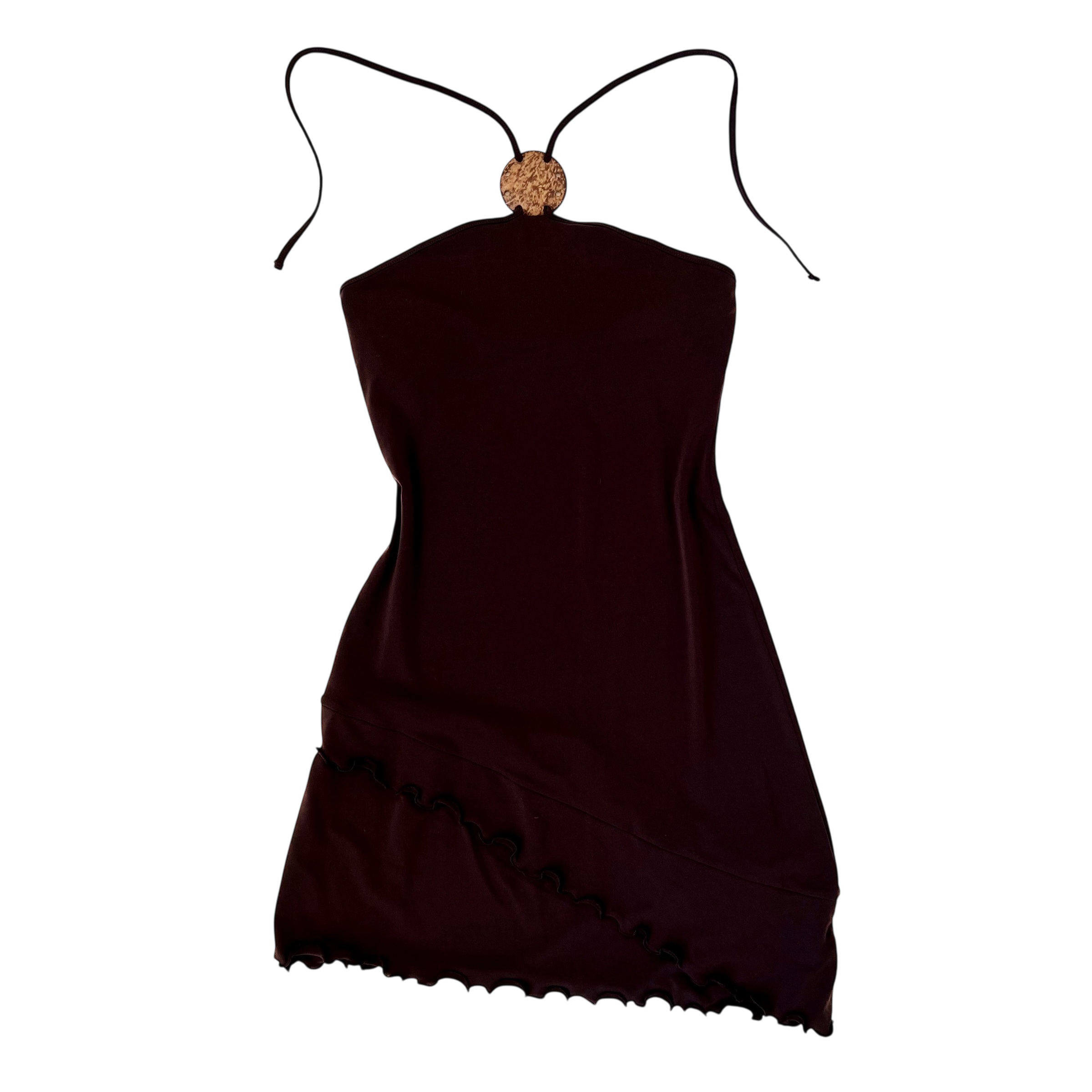 Chocolate Brown Mini Halter Dress (XS)