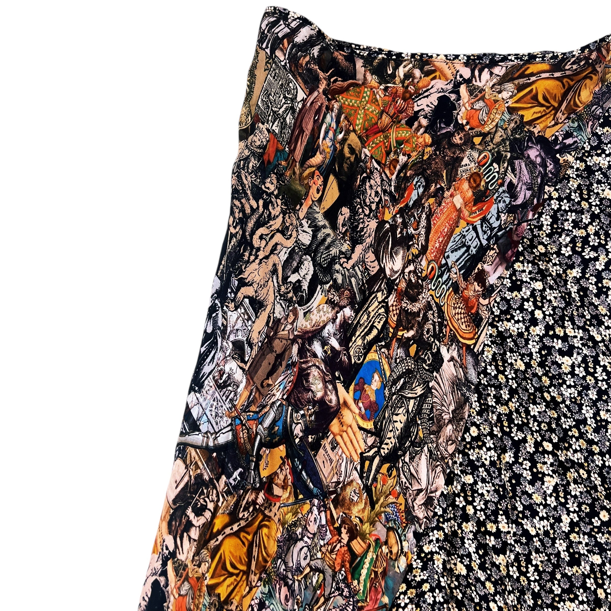Silk Mixed Print Skirt (XS)