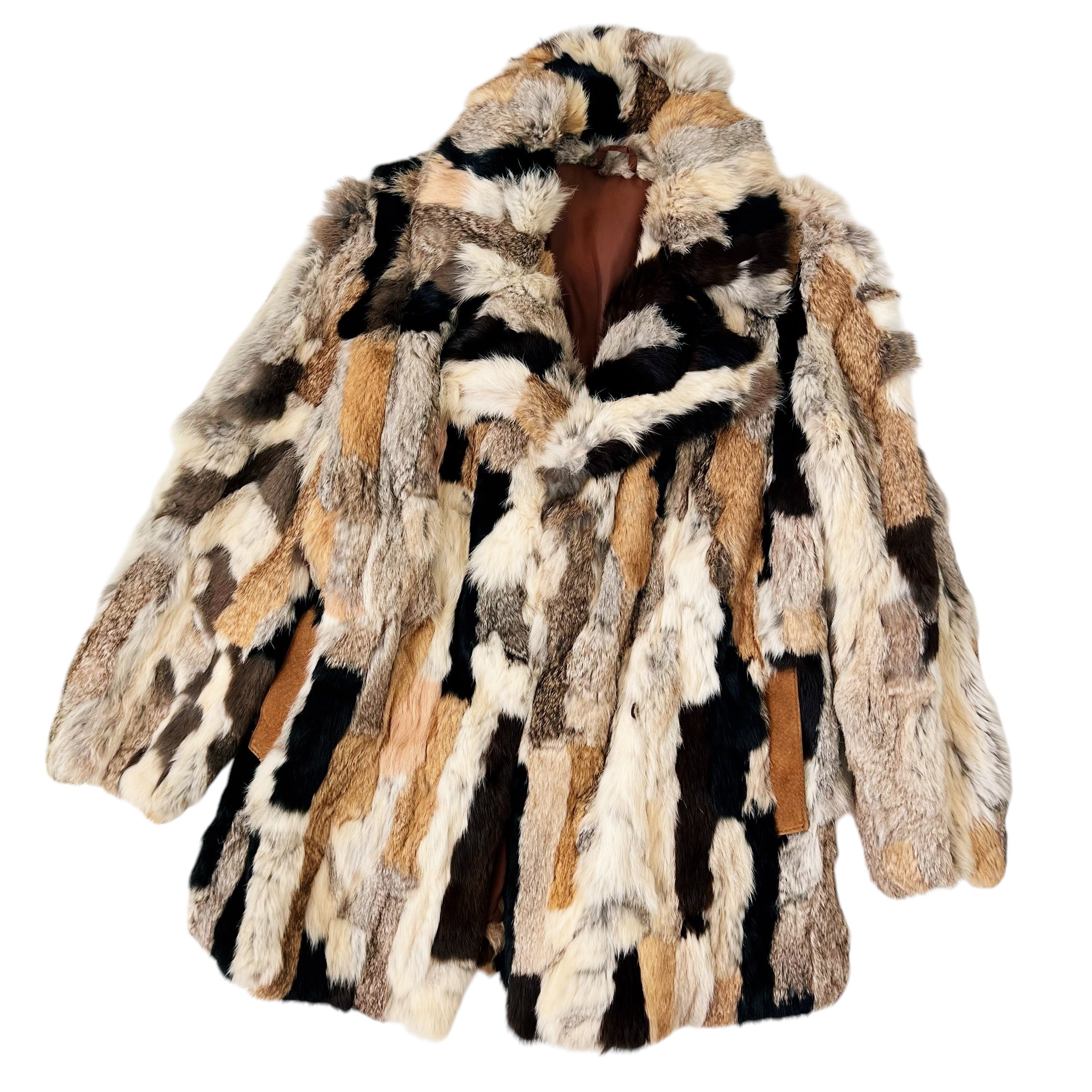 Vintage Patchwork Rabbit Fur Coat (S/M)