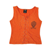 Orange Lace Up Biker Top (M)