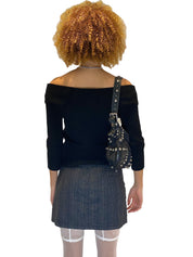 90s Grunge Knit Mesh Long Sleeve Top (S)