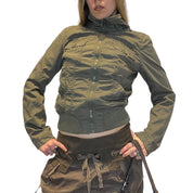 Vintage Khaki Cropped Bomber Jacket (M)