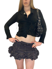 90s Grunge Buckle V neck Cropped Jumper (S)
