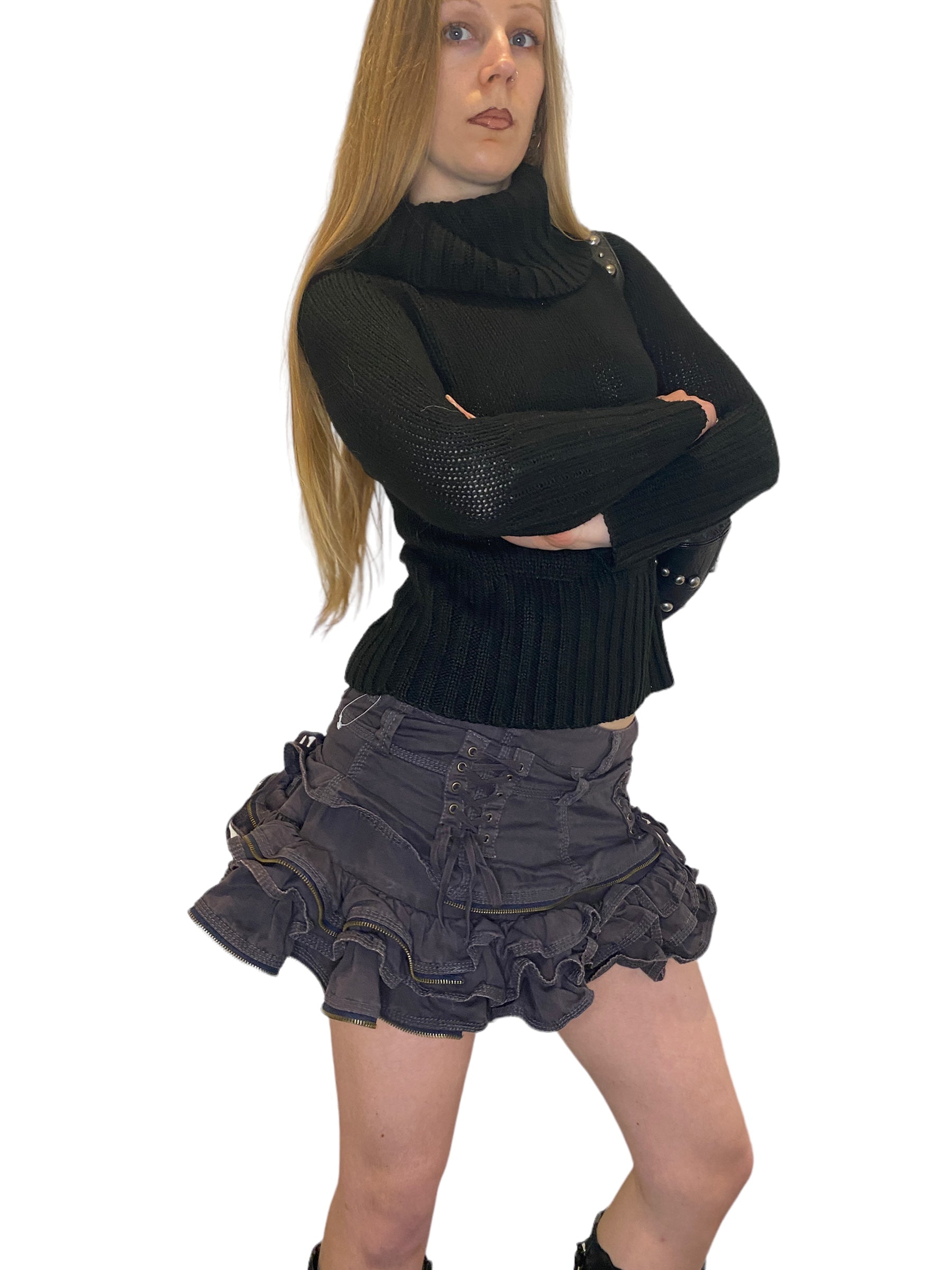 Vintage Black Rollneck Jumper Turtleneck Sweater (S)