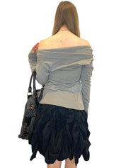 Vintage Off the Shoulder V Neck Sweater (S/M)