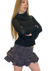 Vintage Black Rollneck Jumper Turtleneck Sweater (S)