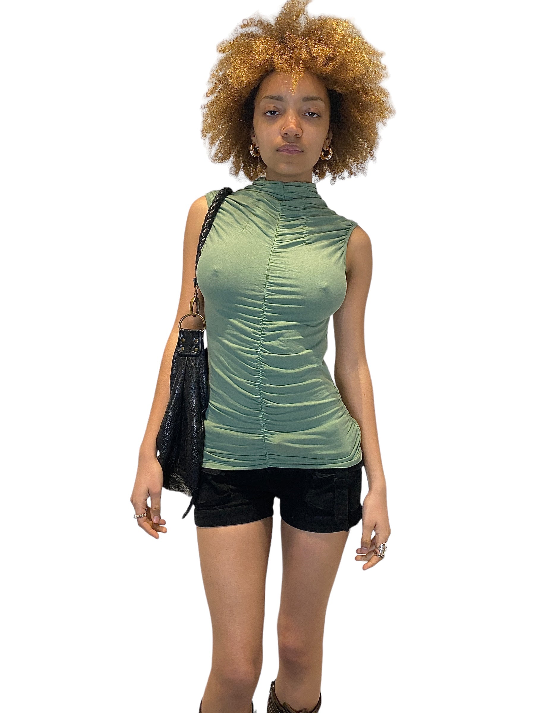 y2k High Neck Ruched Top by Kookai (S)