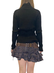 Vintage DKNY Jeans Chunky Cable Knit Jumper with Lace Bow detail (L)