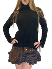 Vintage DKNY Jeans Chunky Cable Knit Jumper with Lace Bow detail (L)