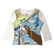 Euro Graphic 3/4 Sleeve Top (M)