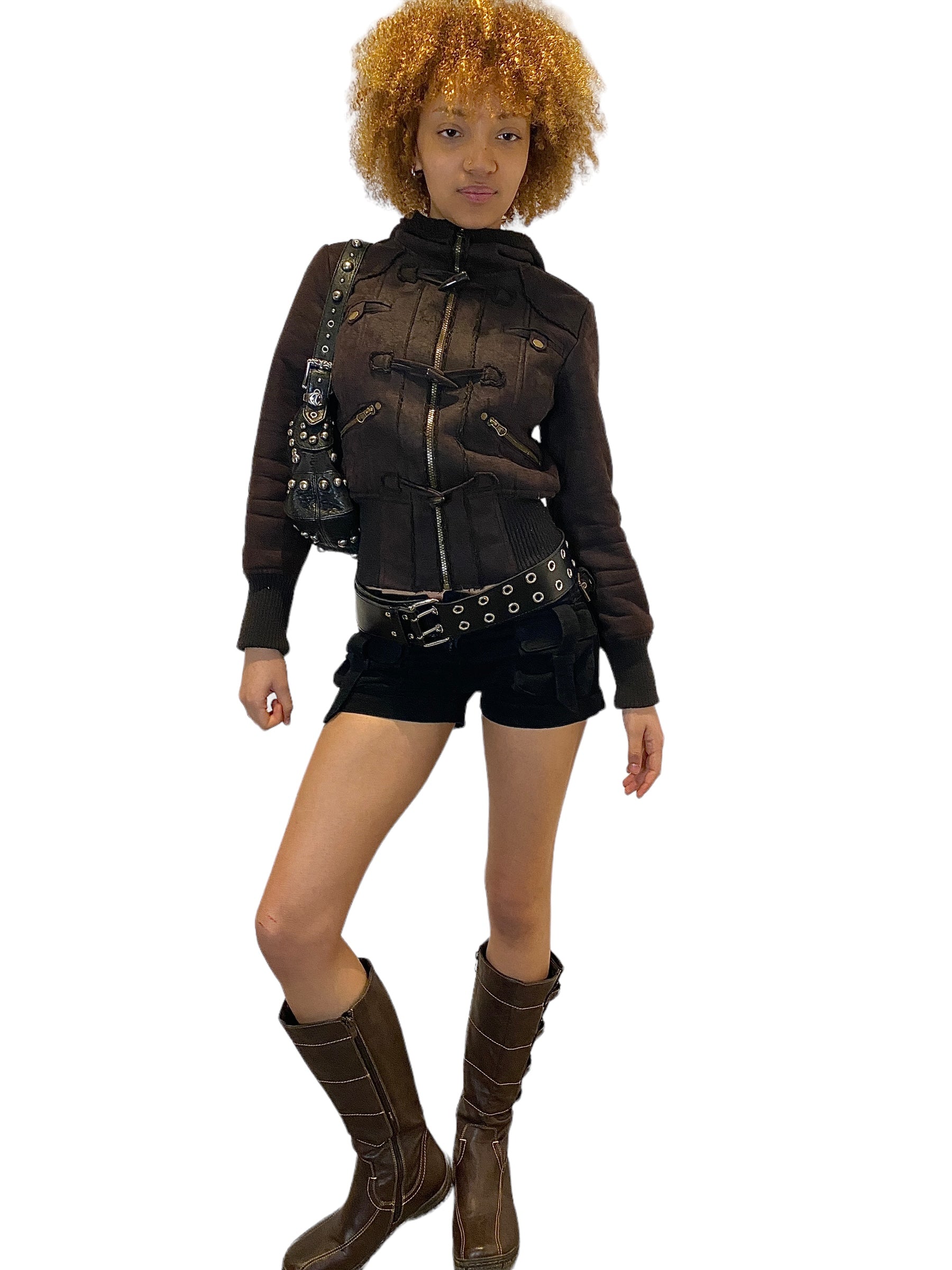 Vintage Grunge Cropped Bomber Jacket (S)