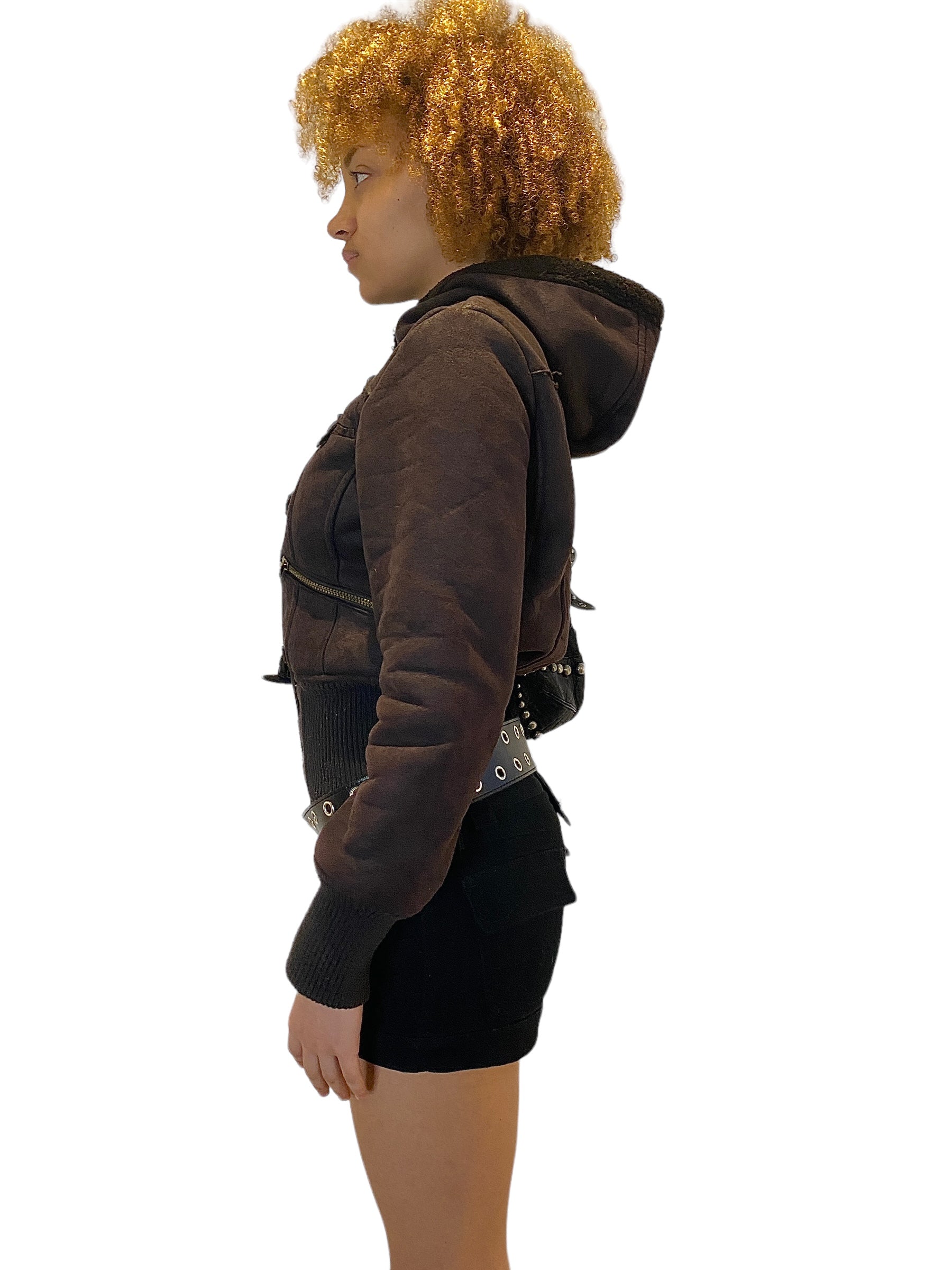 Vintage Grunge Cropped Bomber Jacket (S)