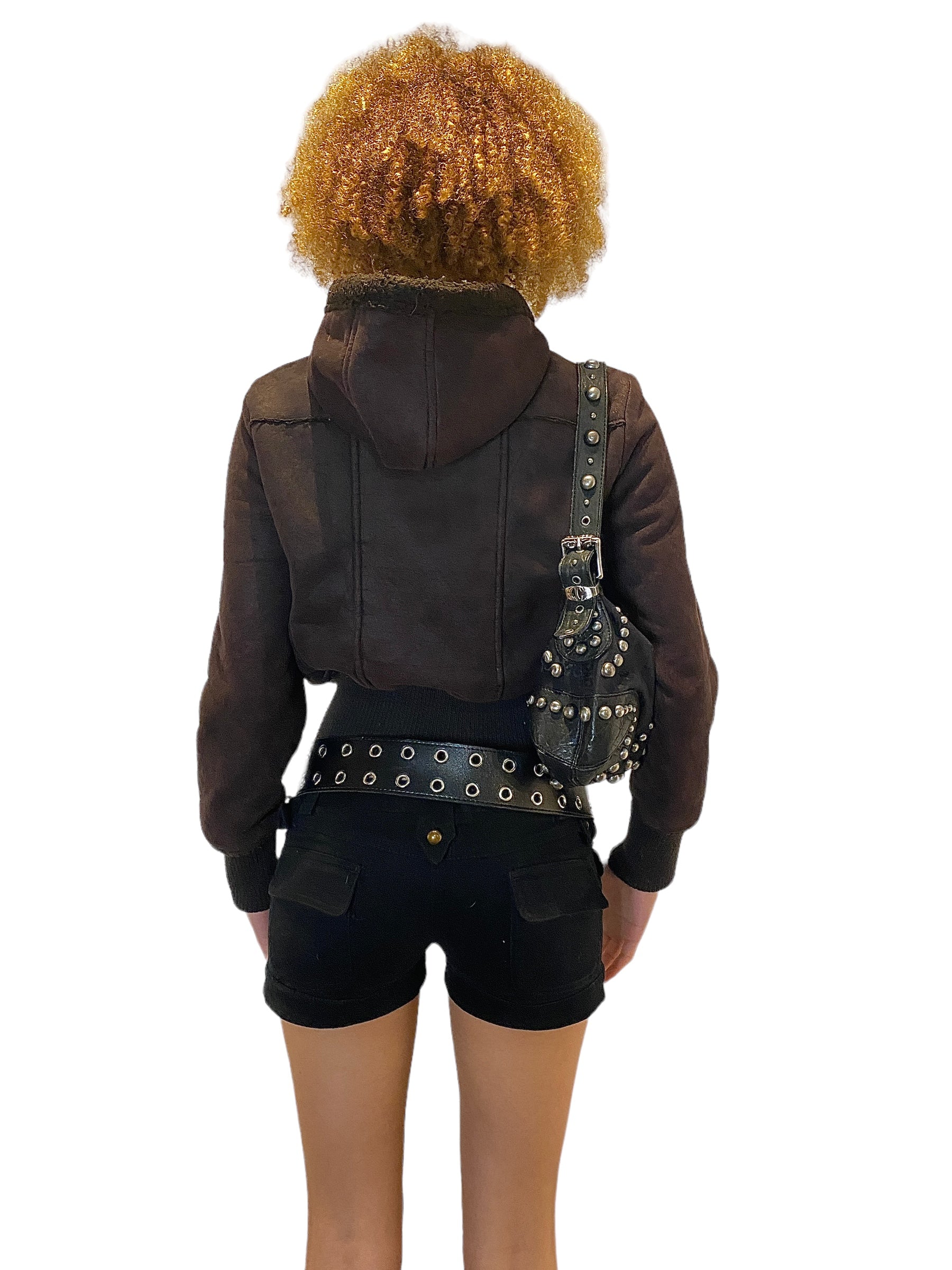 Vintage Grunge Cropped Bomber Jacket (S)