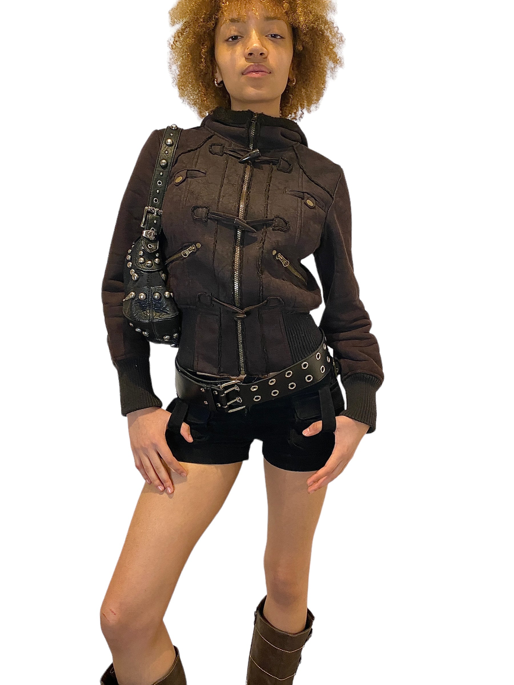 Vintage Grunge Cropped Bomber Jacket (S)