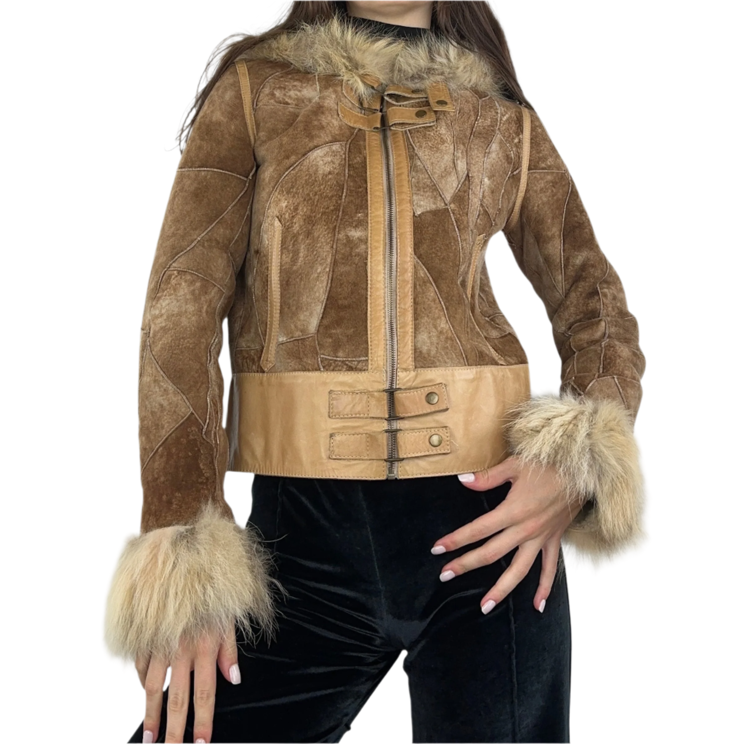Suede Patchwork Fur Jacket (XS/S)