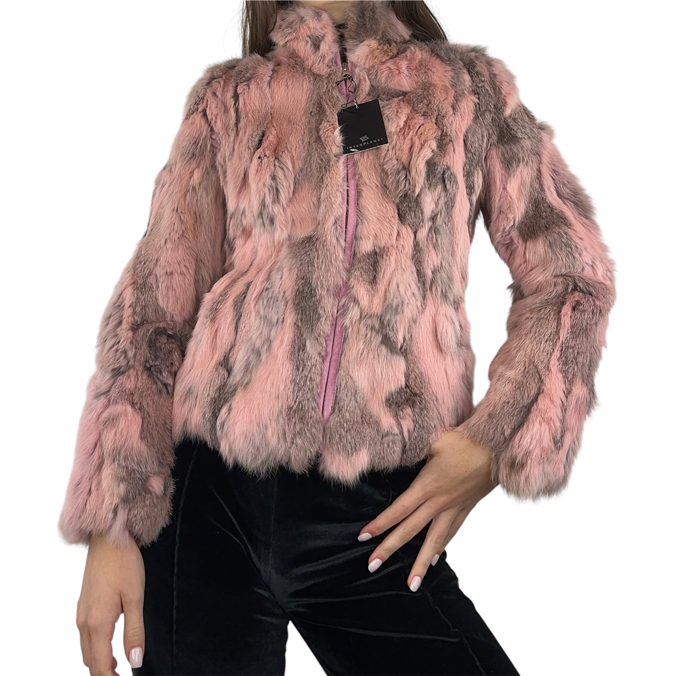 Pink + Brown Fur Jacket (XS/S)