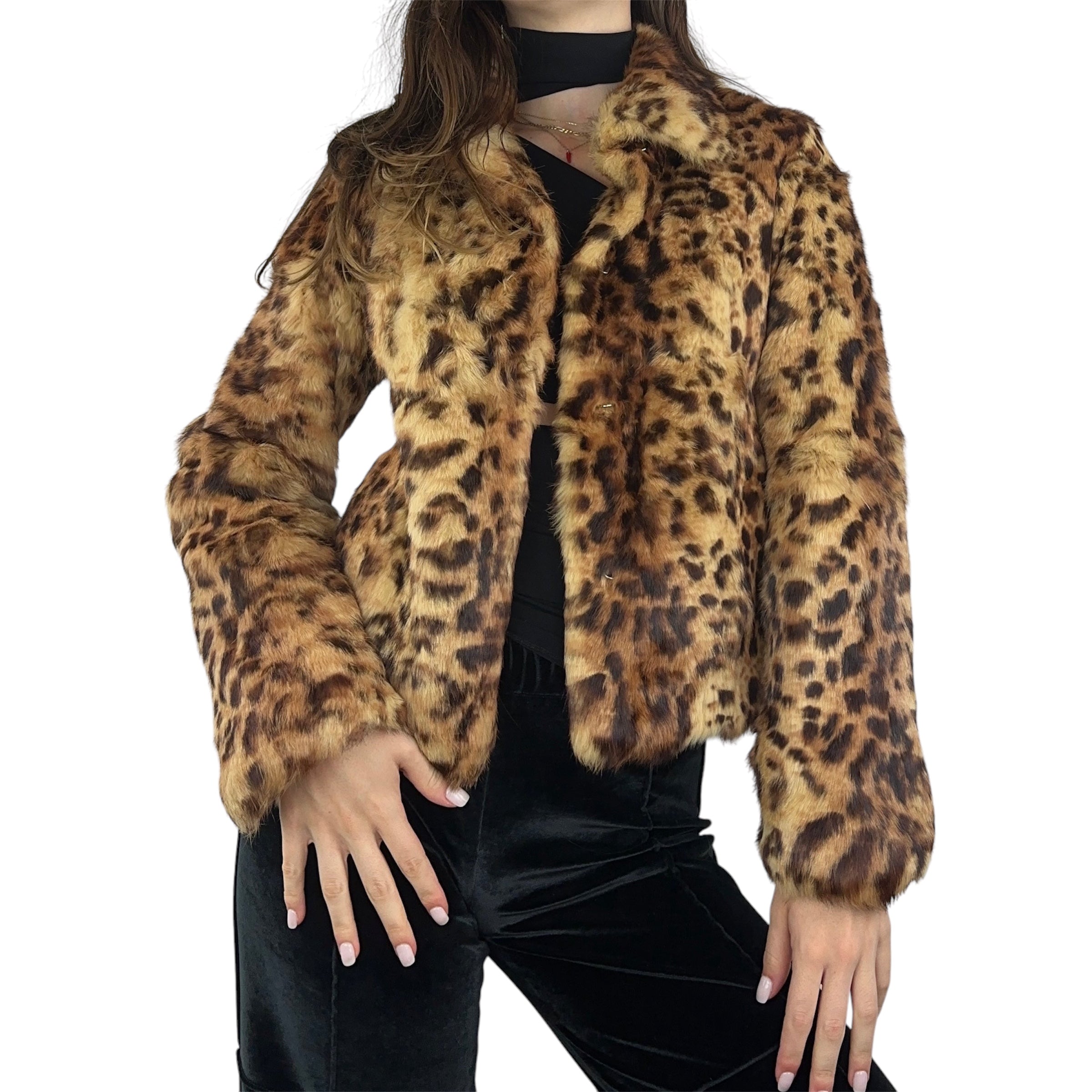 Leopard Print Genuine Fur Jacket (XS/S)