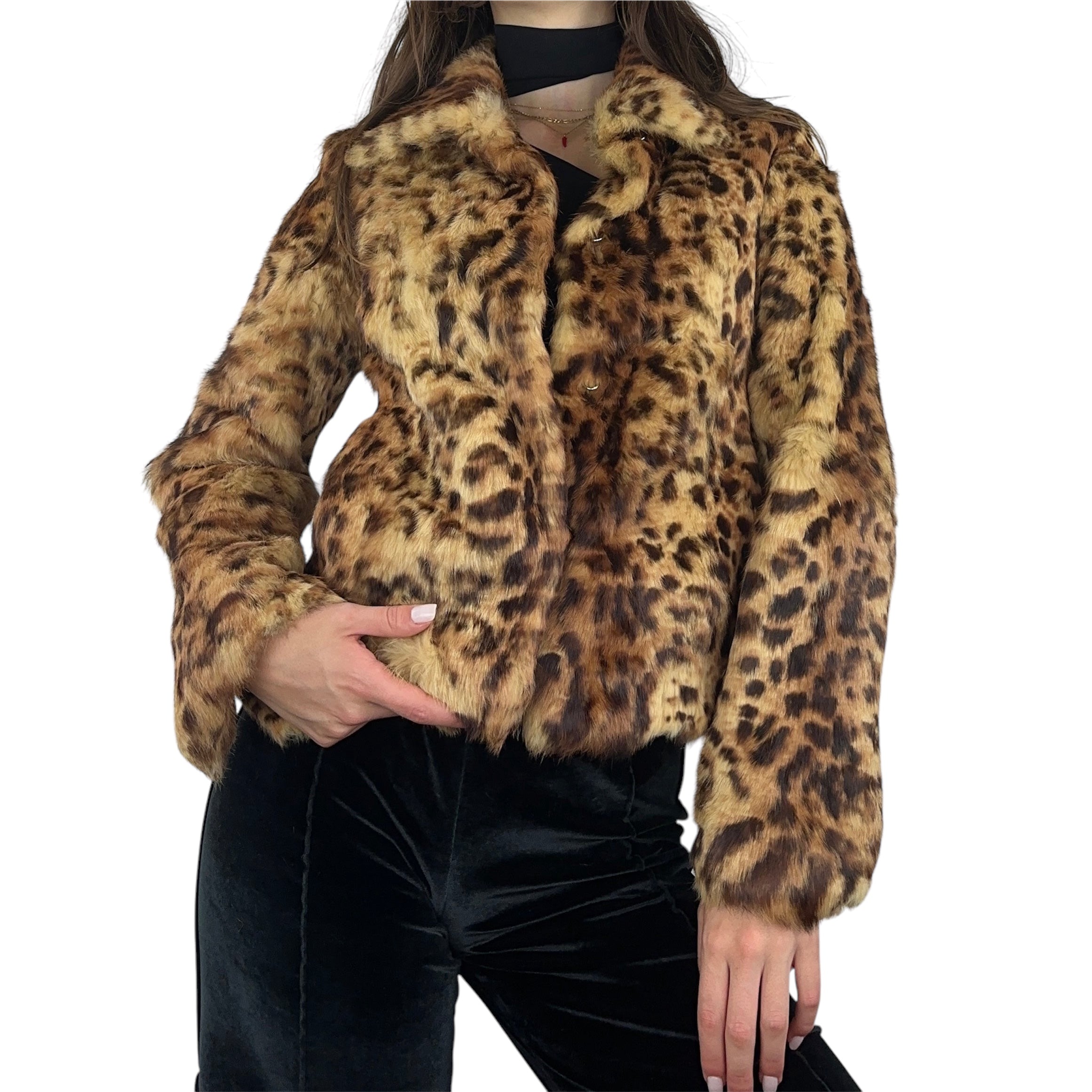Leopard Print Genuine Fur Jacket (XS/S)