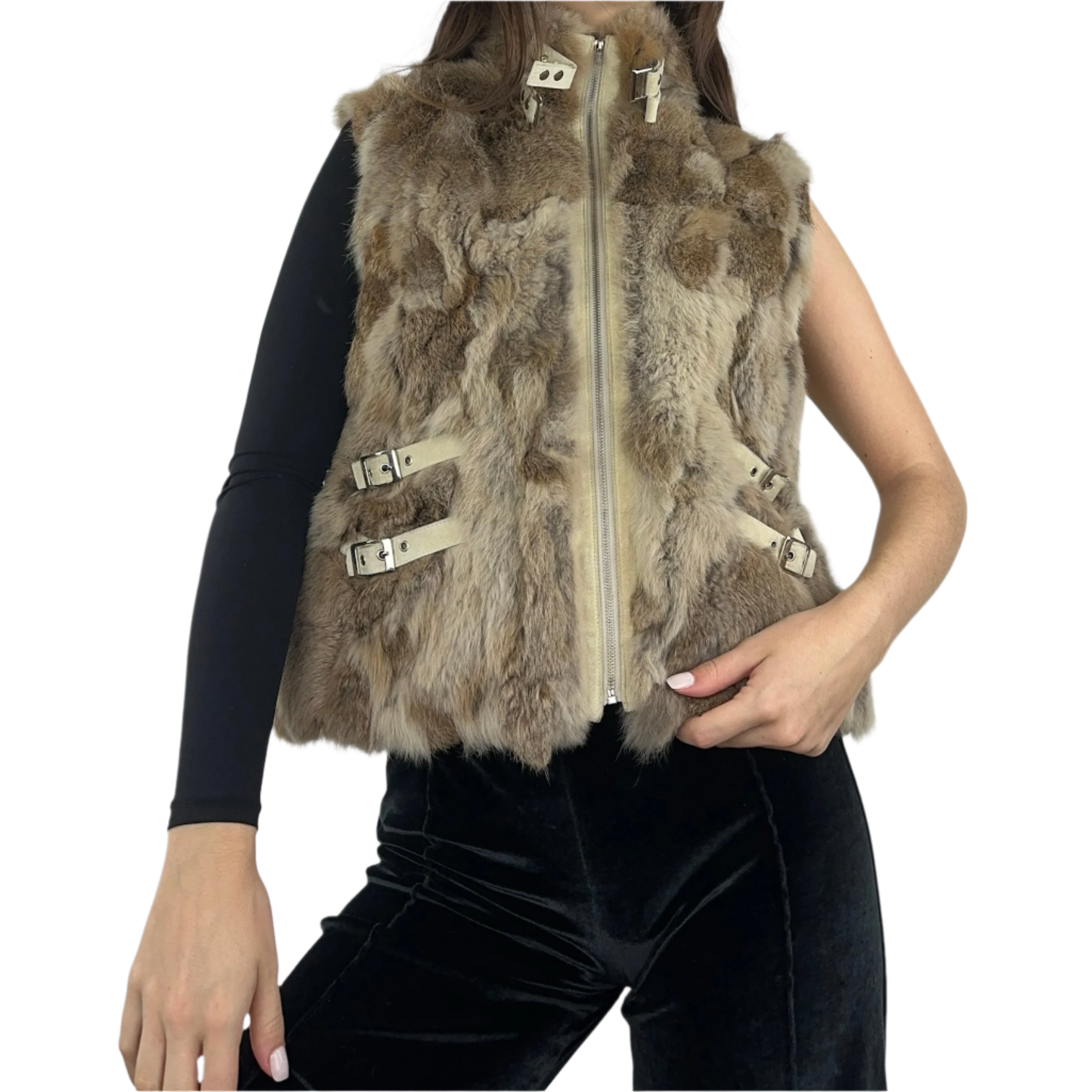 Genuine Fur Buckle Vest (S)