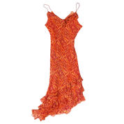Vintage Vibrant Beaded Silk Dress (XS)