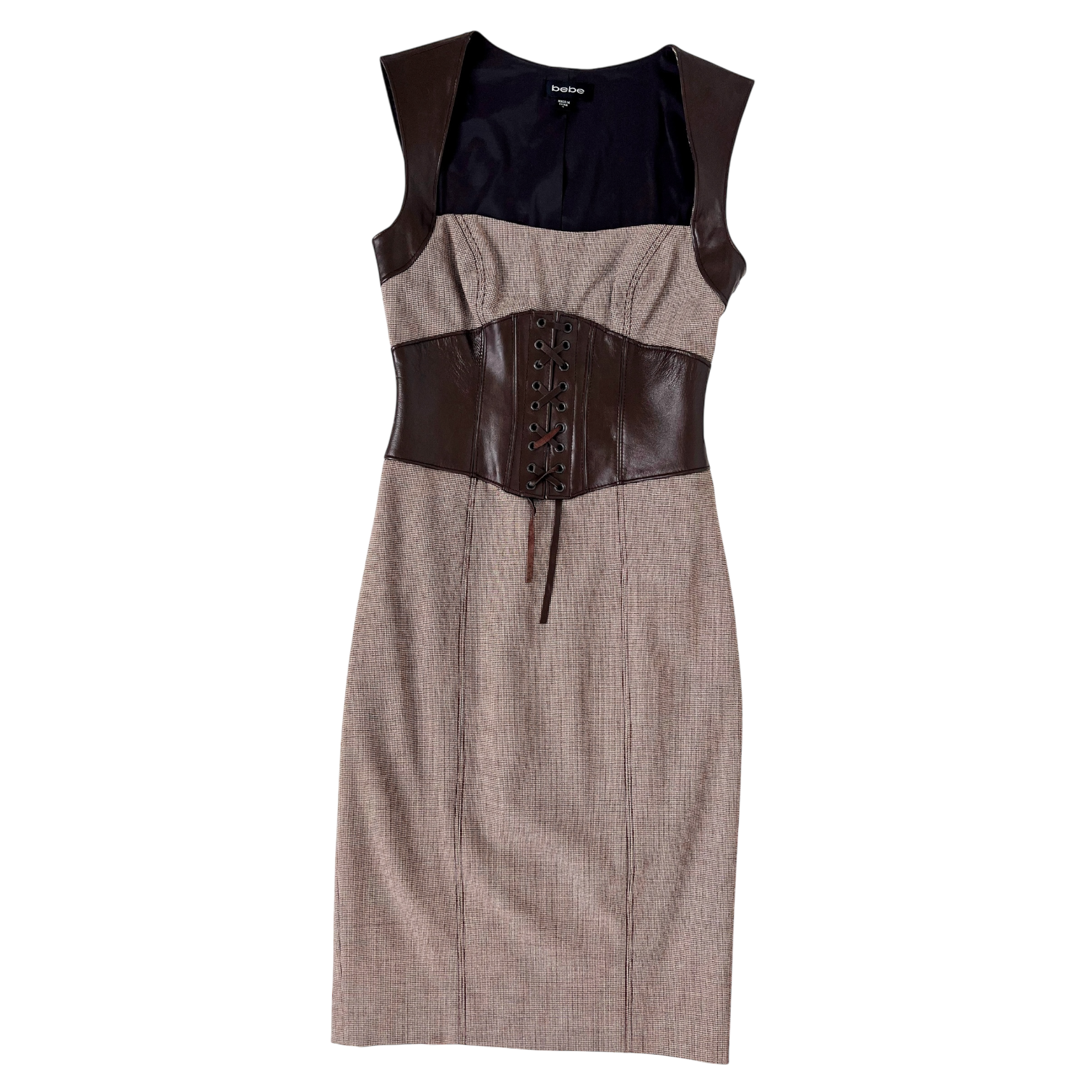 Bebe Brown Tweed Corset Dress (S) Bebe Brown Tweed Corset Dress (S)