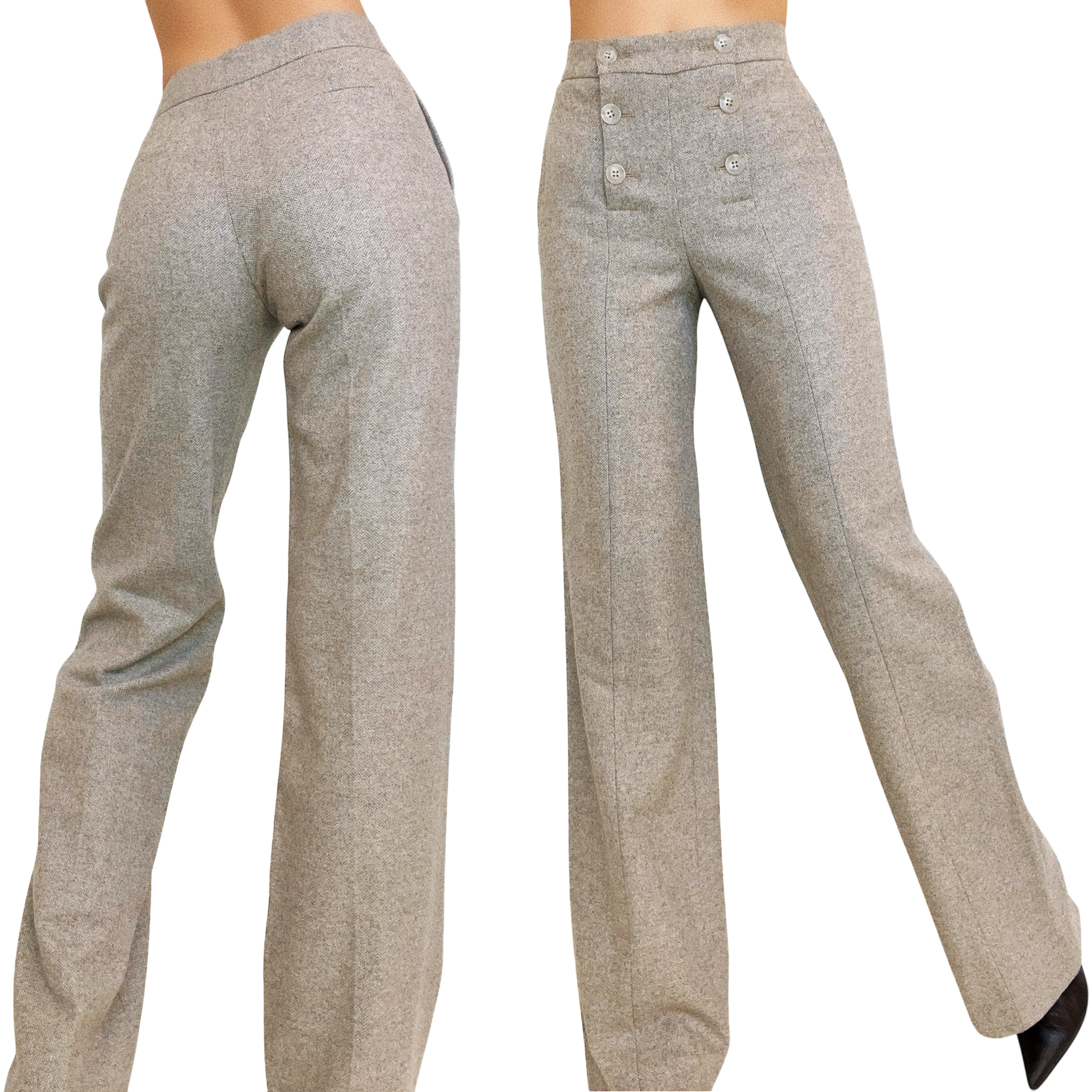 Sézane Taupe Tweed Trousers (XS)