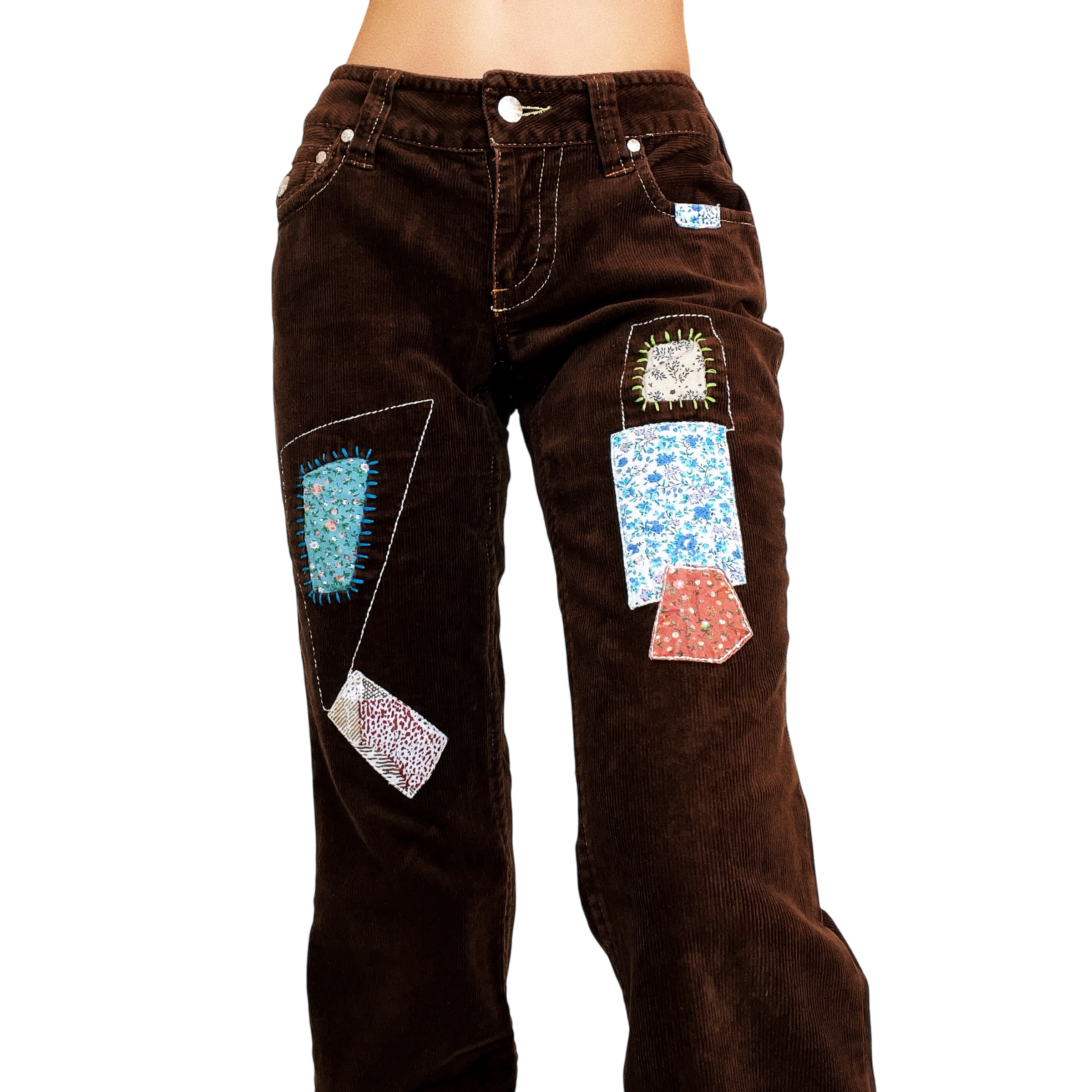 Early 2000s Patchwork Corduroy Pants (S)