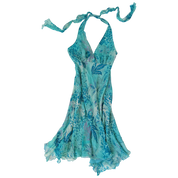 Early 2000s Silk Halter Dress (M)