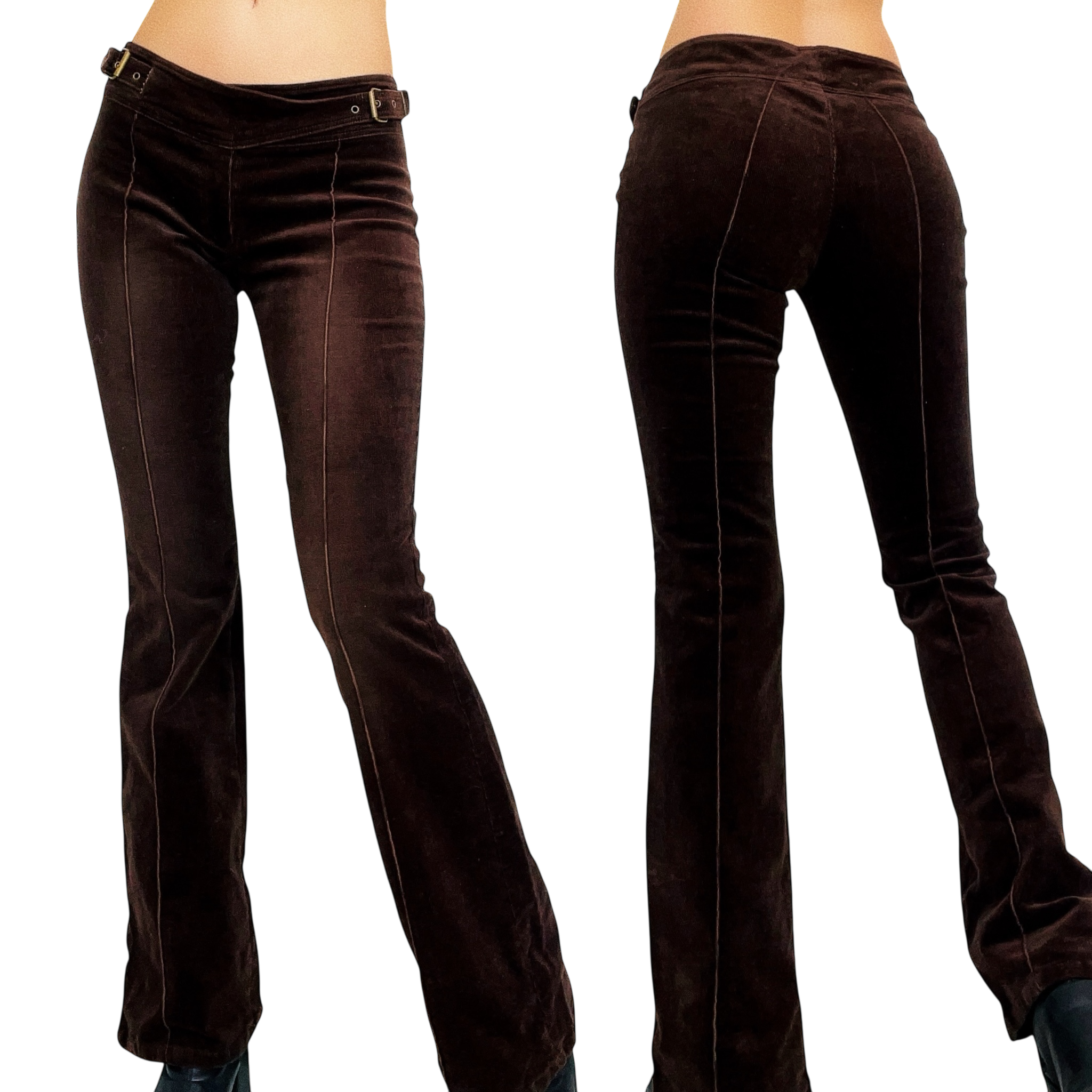 90s Brown Corduroy Buckle Pants (S)