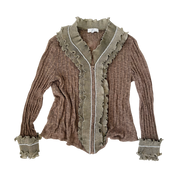 Ruffly Rhinestone Cardi Top (M/L)