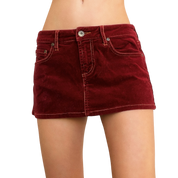 Burgundy Corduroy Mini Skirt (XS)