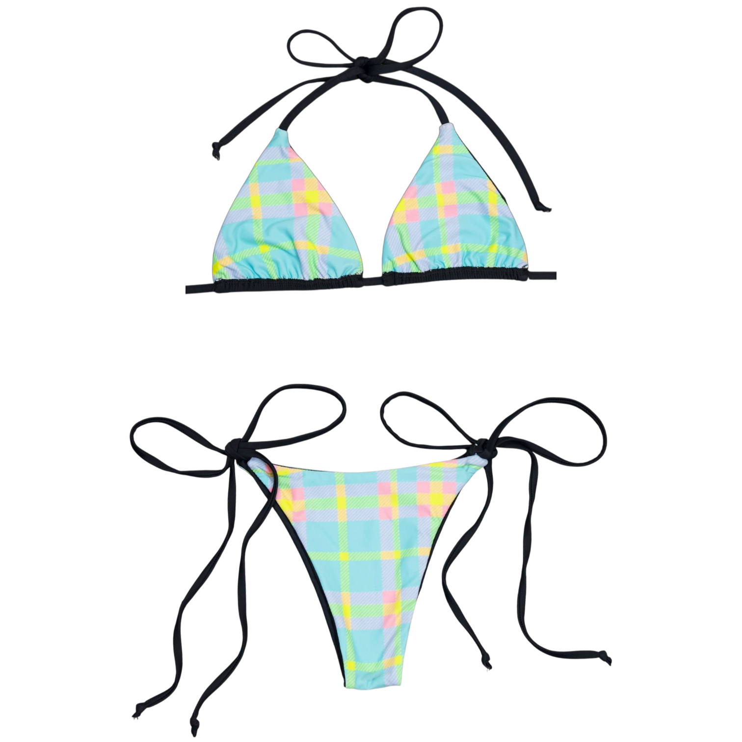 Plaid Laced Bikini Top (XS-XL)