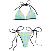 Plaid Laced Bikini Top (XS-XL)