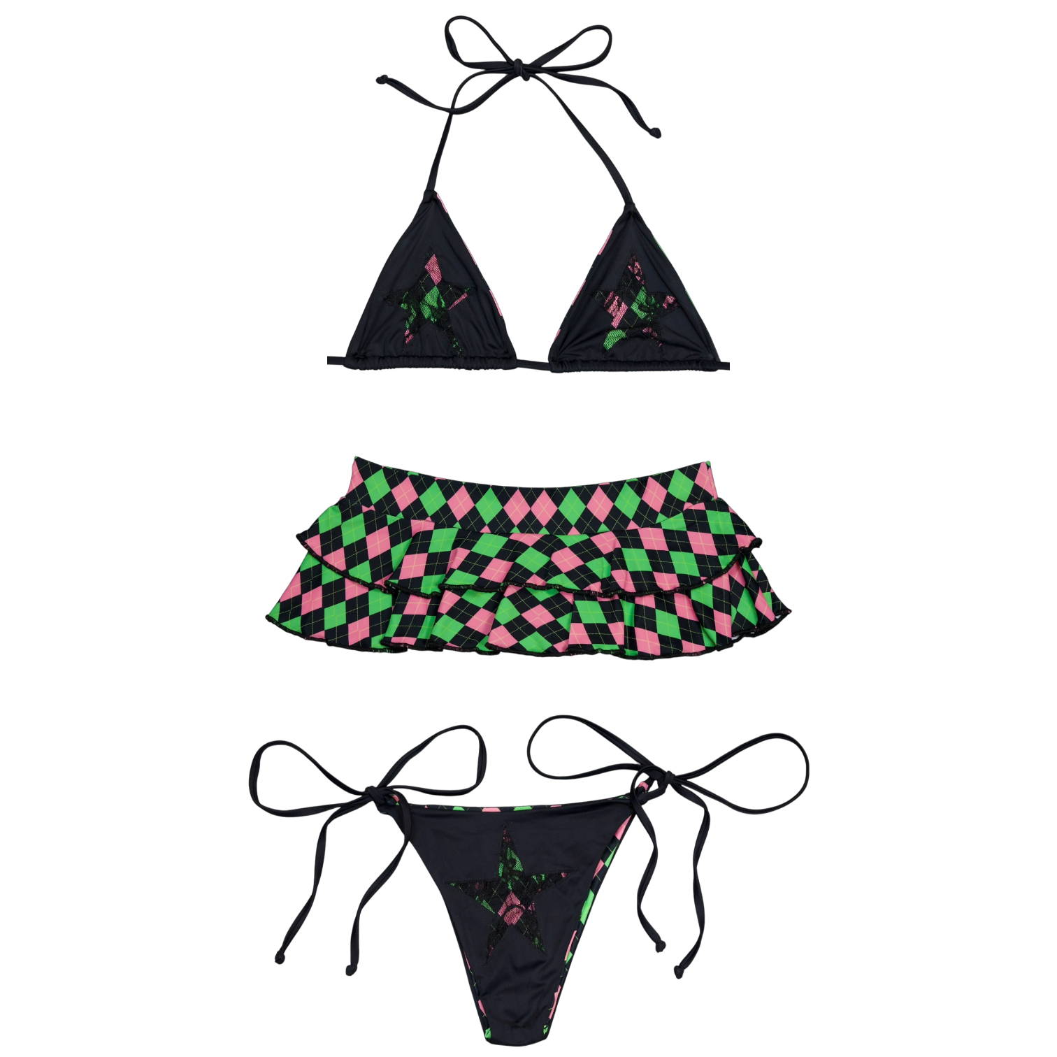Argyle Laced Bikini Top (XS-XL)