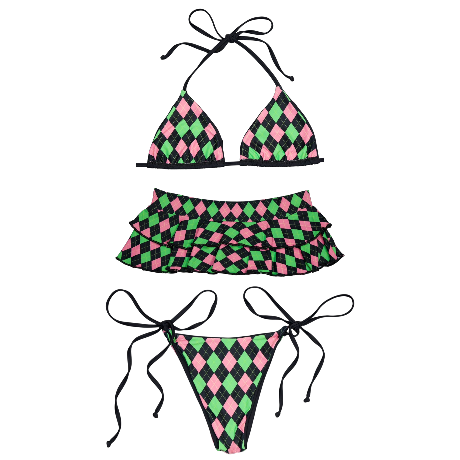 Argyle Laced Bikini Top (XS-XL)